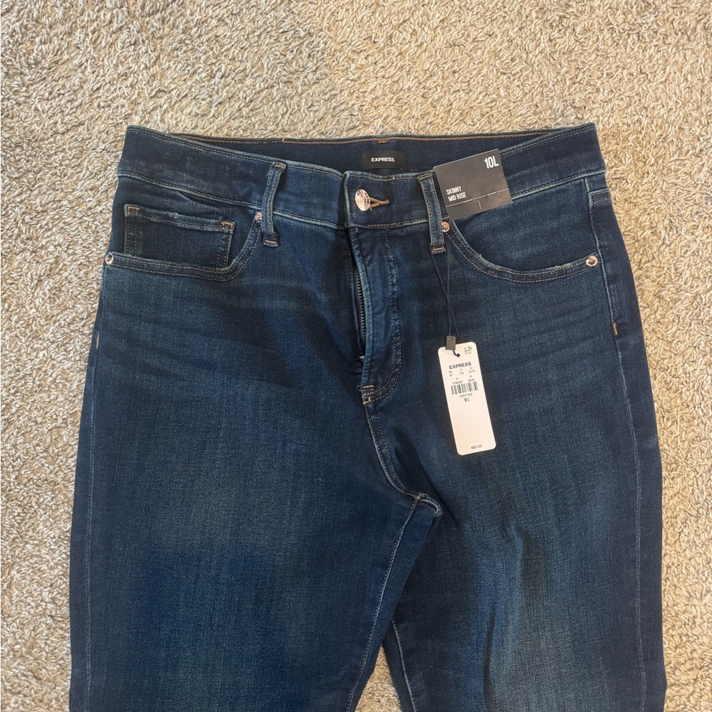 Express Women's Deep Indigo Mid-Rise Skinny Jeans - Picture 3 of 8